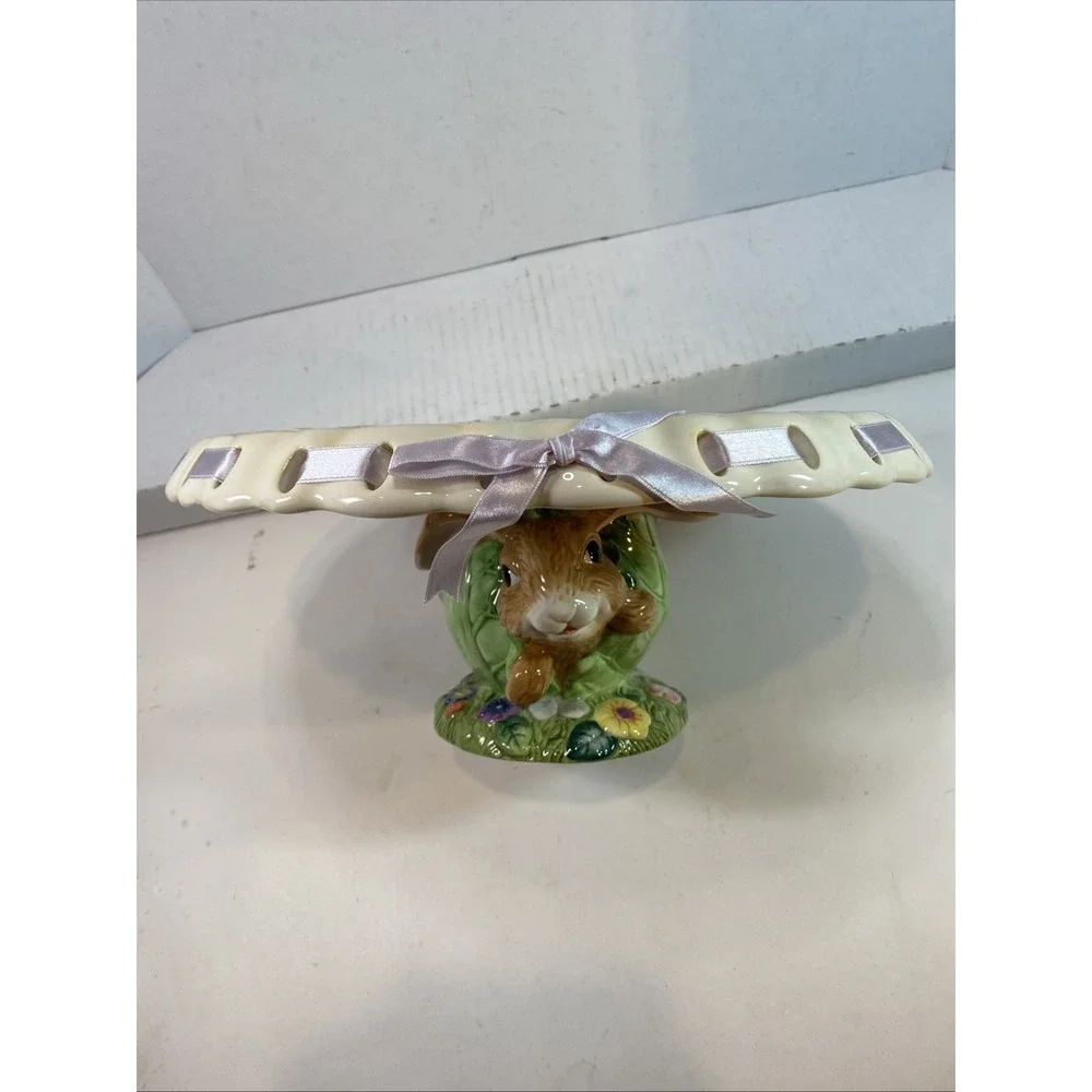Cake Pie Plate Stand‎ With Little Rabbit In The Cabbage Patch Easter 13